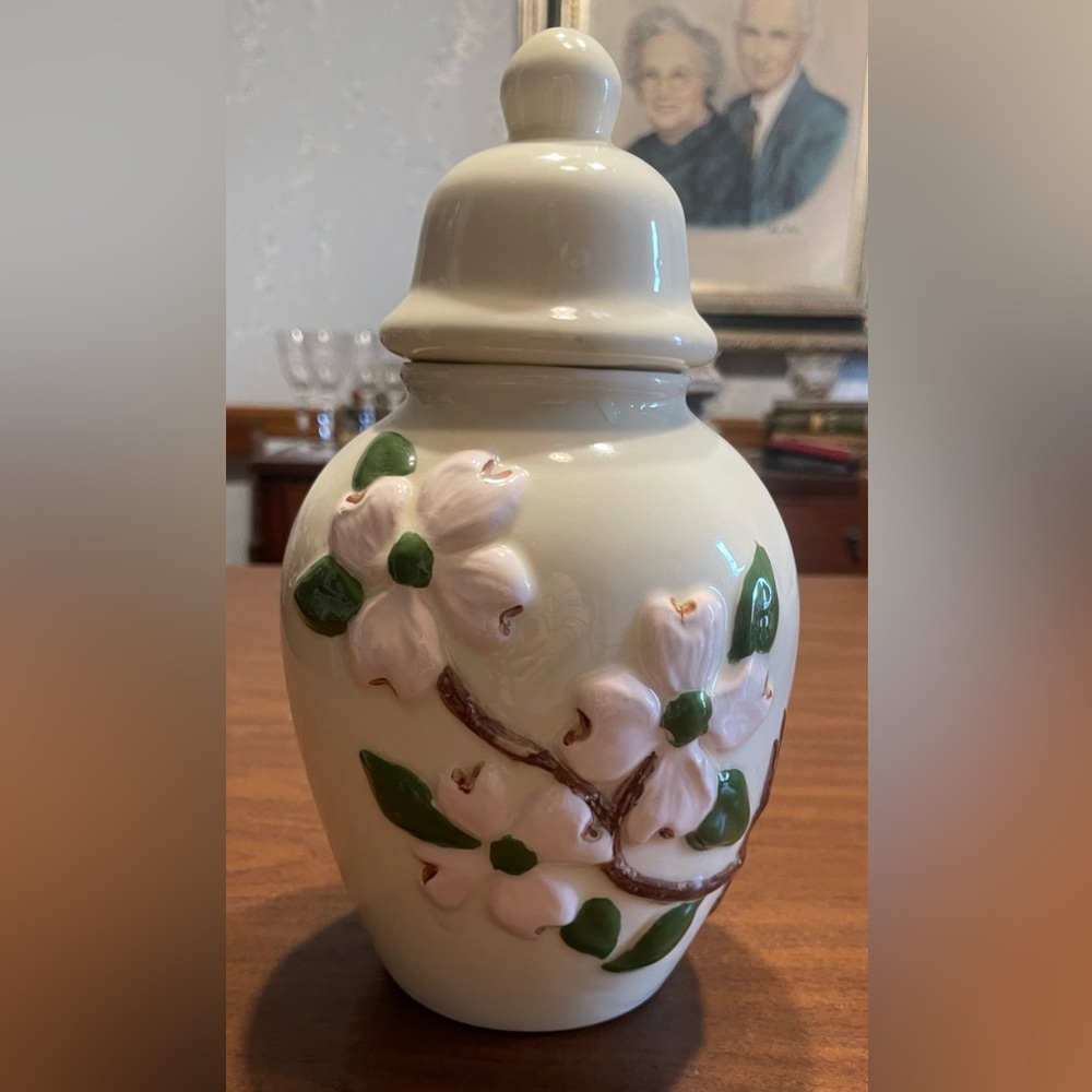 Floral Ceramic Ginger Jar with Lid